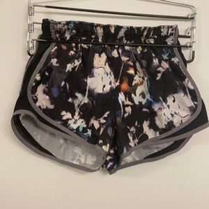 Nike Black Floral-Print Running Shorts with Gray Trim